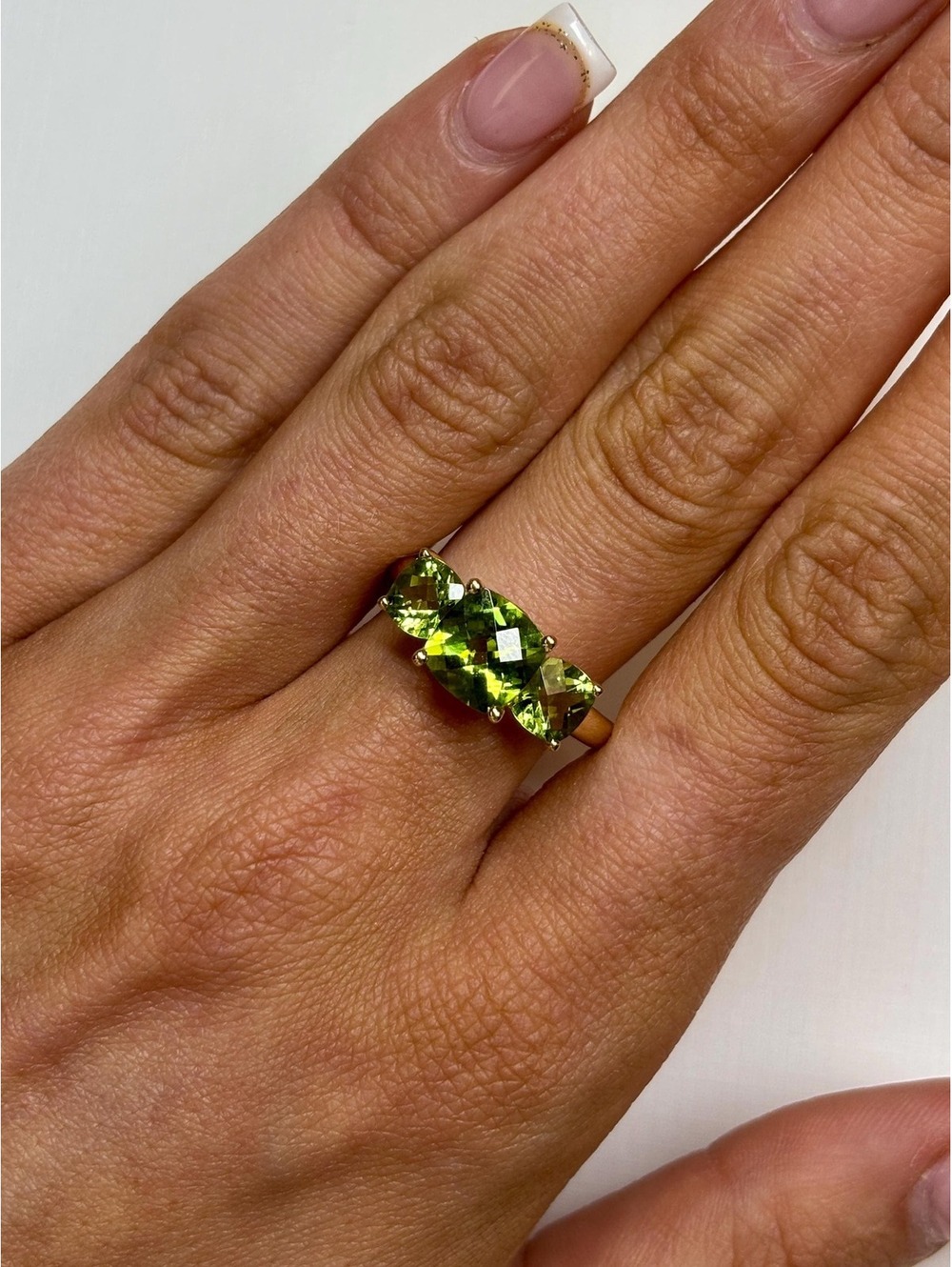 14k Yellow Gold Lab Peridot Ring Antique
